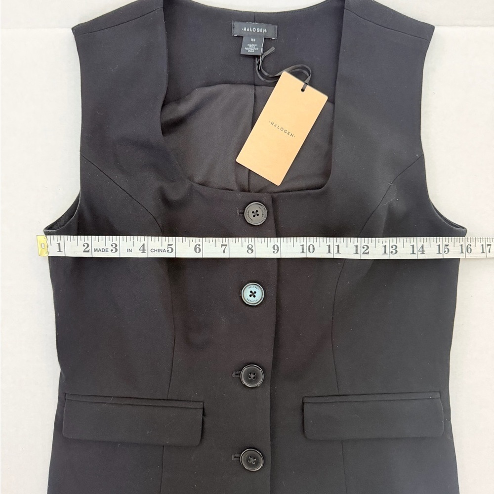 Halogen Black Sleeveless Square Neck Button Up Vest - Picture 4 of 6